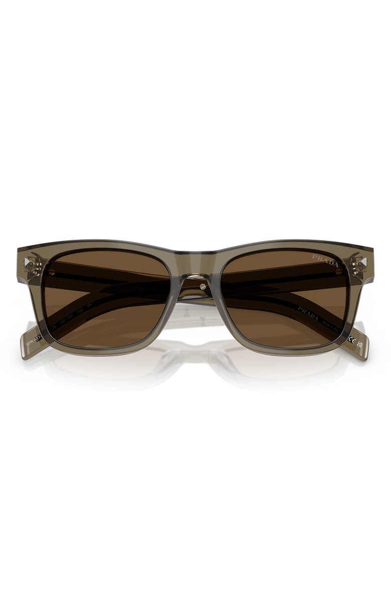 Prada 55mm Rectangular Sunglasses, Alternate, color, Transparent Terra / Dark Brown