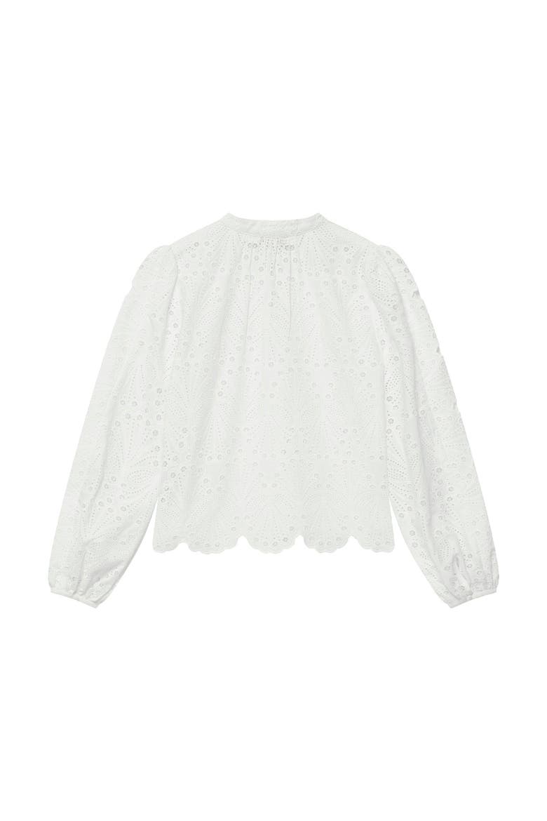 Cotton Broderie Detail Blouse, Alternate, color, Ivory