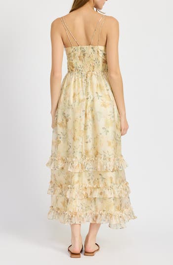 Elliott Floral Tiered Organza Midi Dress