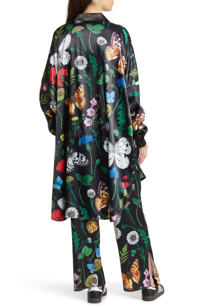 Dressed in Lala Posh Floral Oversize Satin Button-Up Shirt & Pants Set, Alternate, color, Folklore