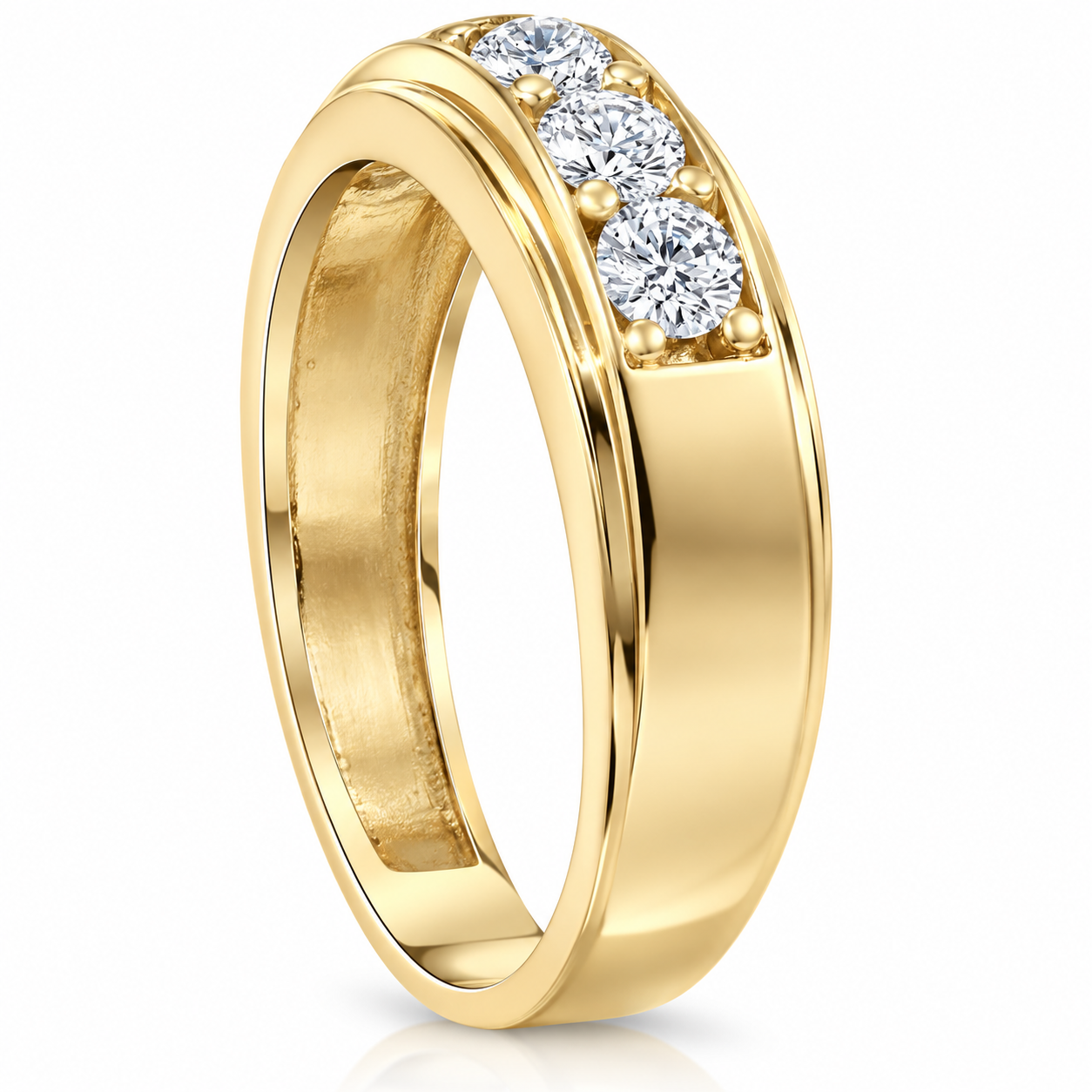 Bliss Diamond 1 Ct Diamond Ring Mens High Polished Solid Gold Wedding