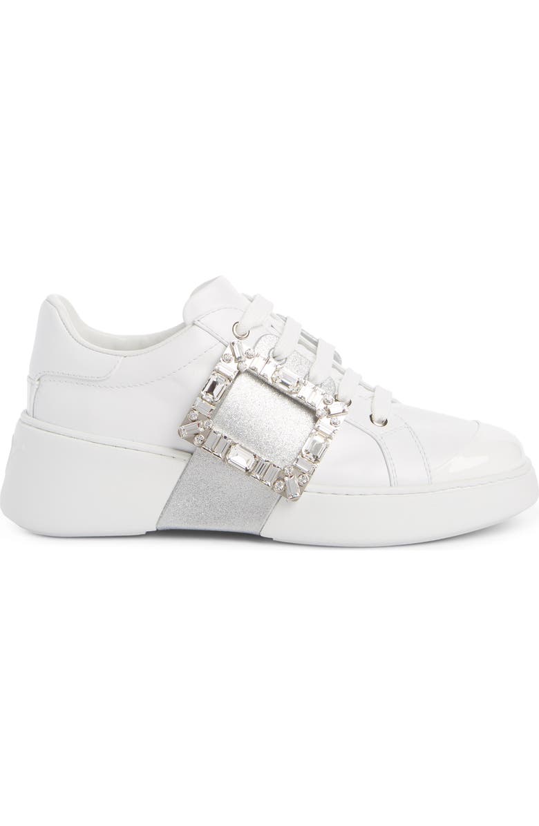 Roger Vivier Viv Skate Crystal Buckle Sneaker, Alternate, color, White