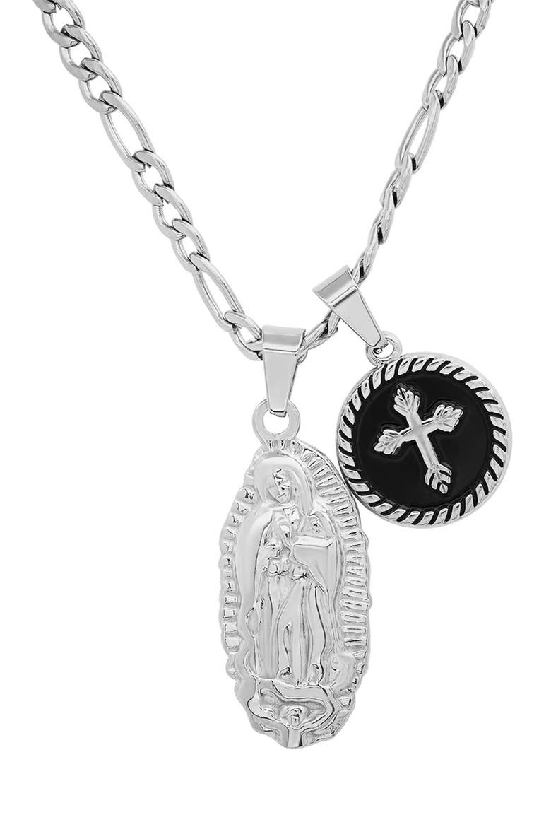 Men's Our Lady Guadalupe Pendant Necklace, Main, color, SILVER
