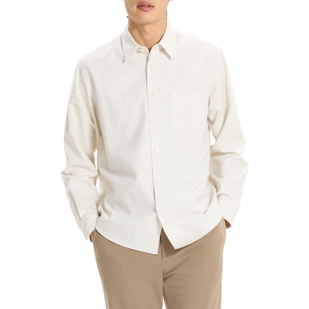 Theory Weekend Woods Check Cotton Button-up Shirt In White