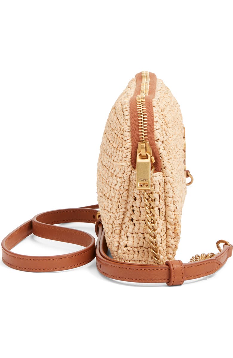 Saint Laurent Gaby Cassandre Logo Raffia Crossbody Bag, Alternate, color,