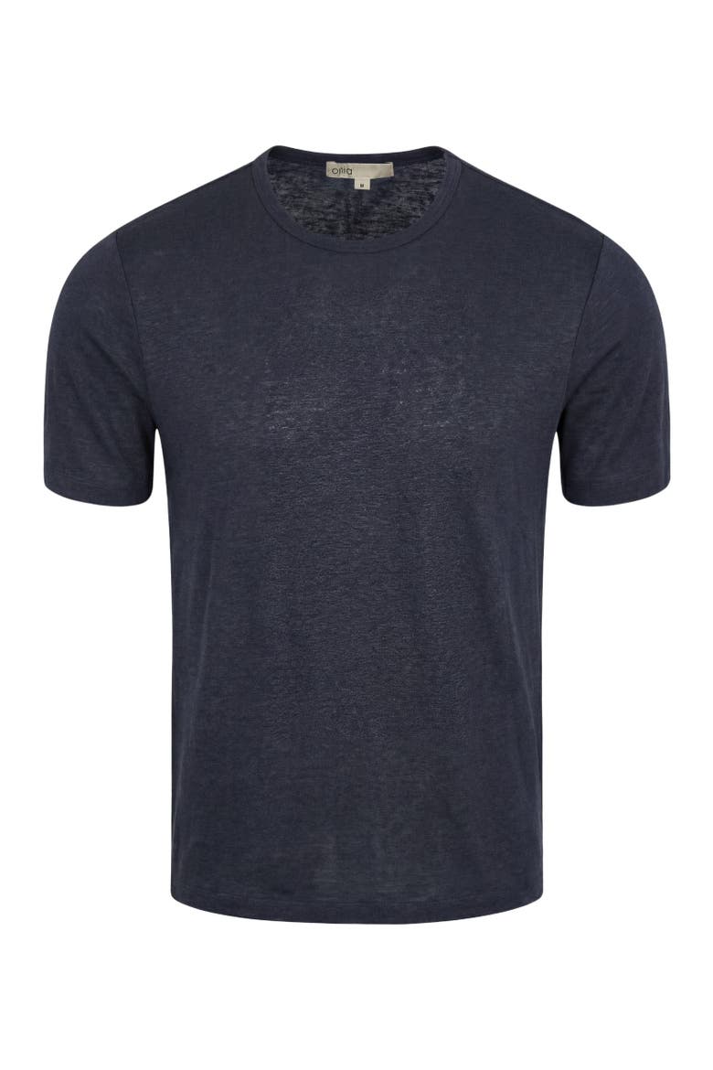 Stretch Linen Crewneck Short Sleeve Tee, Alternate, color, Midnight