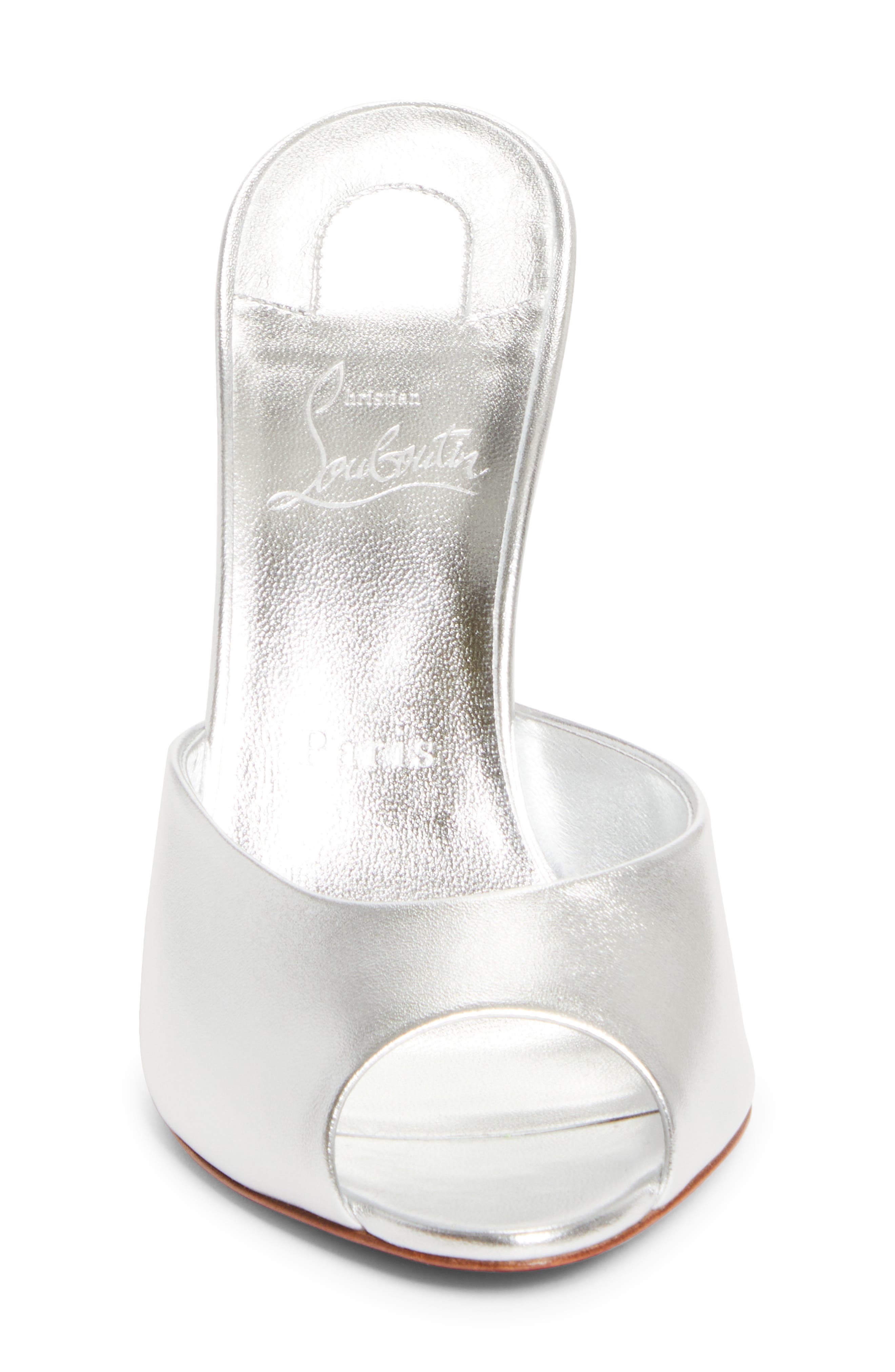 Christian Louboutin Me Dolly Peep Toe Slide Sandal, Alternate, color, Silver