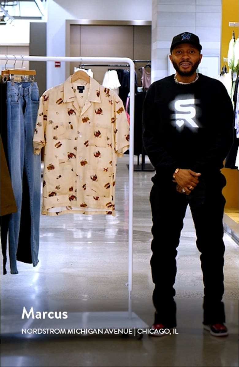 Mountain Print Short Sleeve Button-Up Shirt, sales video thumbnail