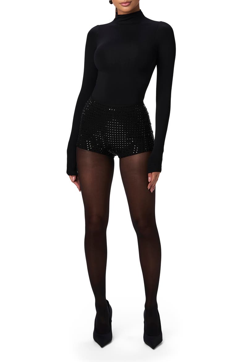 Crystal Studded Shorts, Alternate, color, BLACK