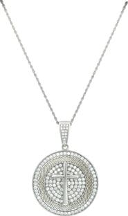 CANDELA JEWELRY CZ Cross Disc Pendant Necklace
