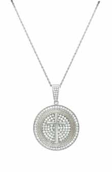 CANDELA JEWELRY CZ Cross Disc Pendant Necklace