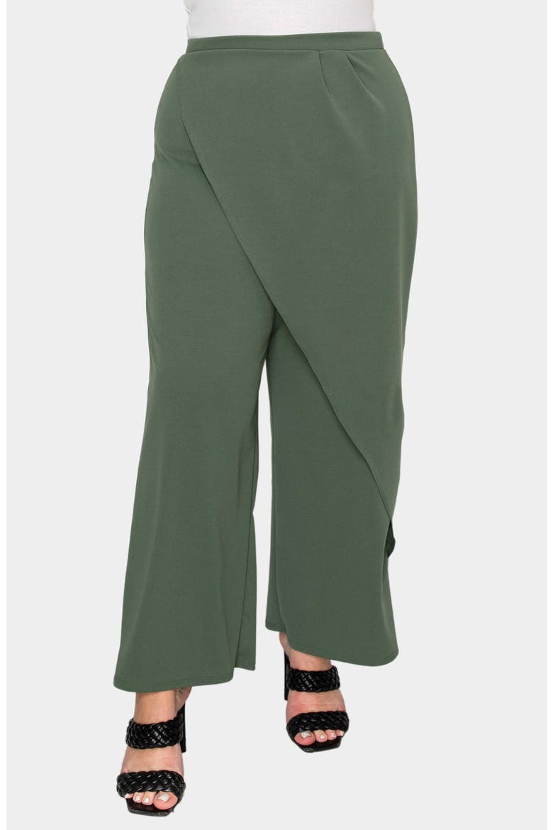 Ivy Faux Wrap Pants, Alternate, color, DARK SAGE