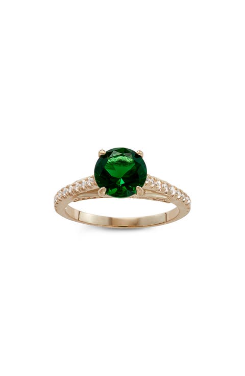 10K Gold Emerald & Lab Created White Sapphire Ring