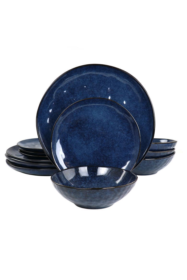 Samara 12 Piece Stoneware Dinnerware Set, Main, color, Blue