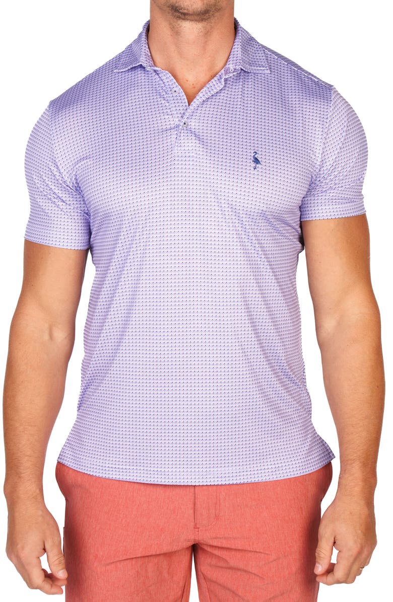 TailorByrd Floral Compass Performance Golf Polo, Main, color, Peri Blue