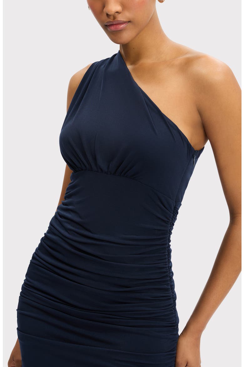 One-Shoulder Ruched Jersey Cocktail Dress, Alternate, color, CLASSIC BLUE-470