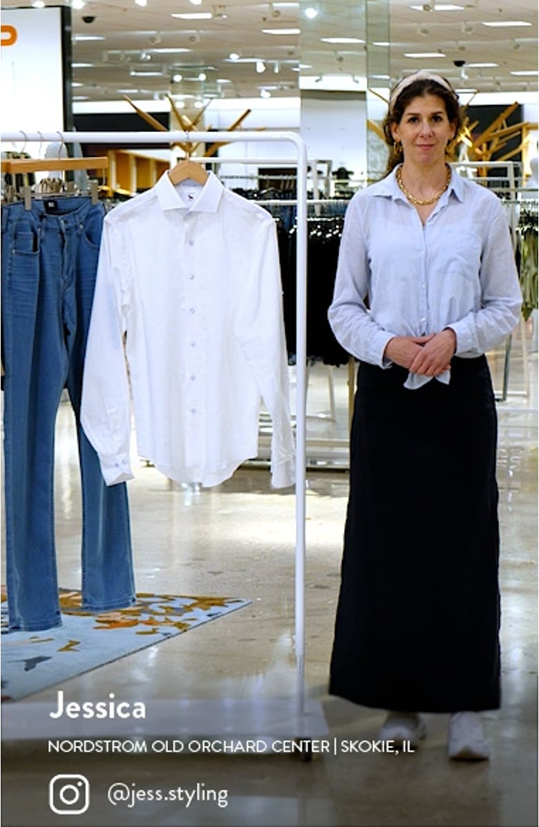 Trim Fit Solid Cotton & Linen Dress Shirt, sales video thumbnail