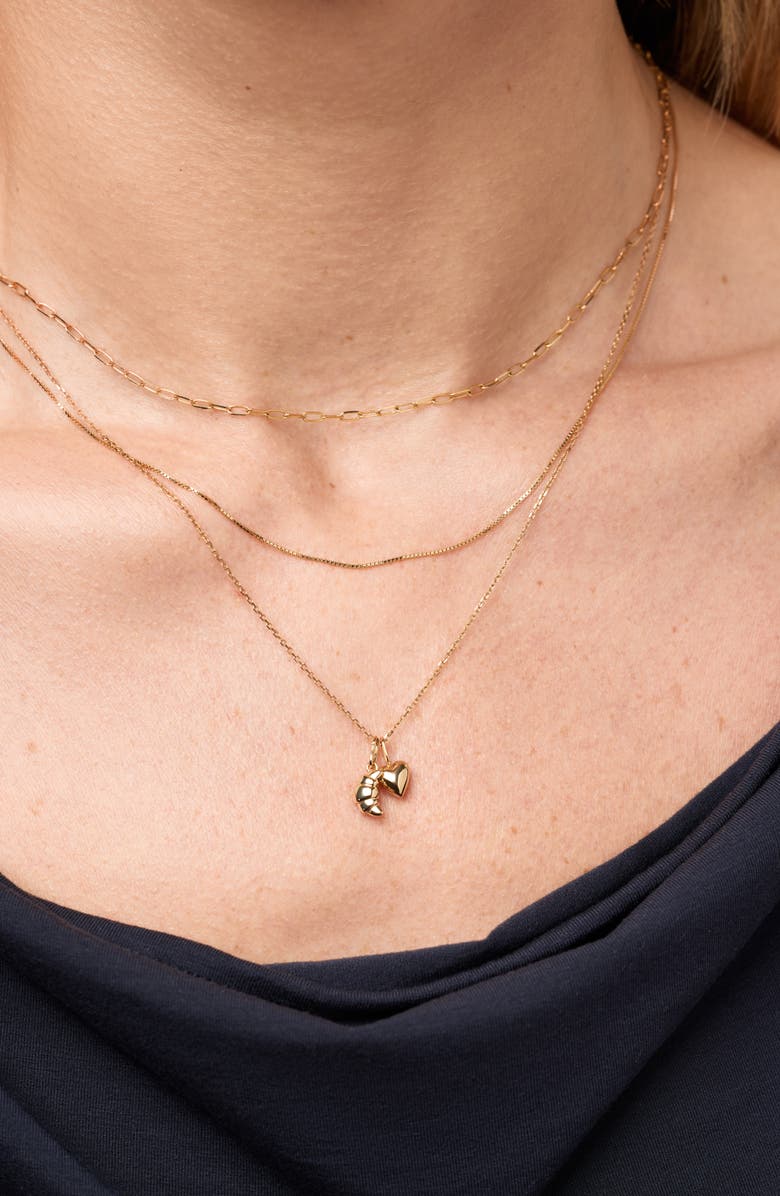 Ana Luisa Solid Yellow Gold - Croissant Charm Necklace, Alternate, color, Gold