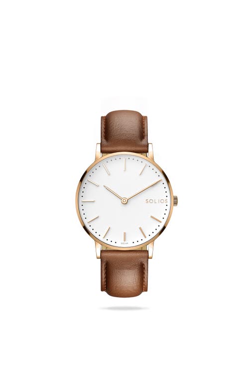 Solios Watches The Solar Classic | White Dial In Brown Vegan Leather