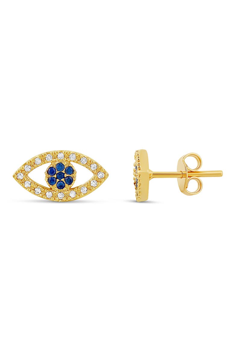 Pavé Evil Eye Stud Earrings, Main, color, GOLD