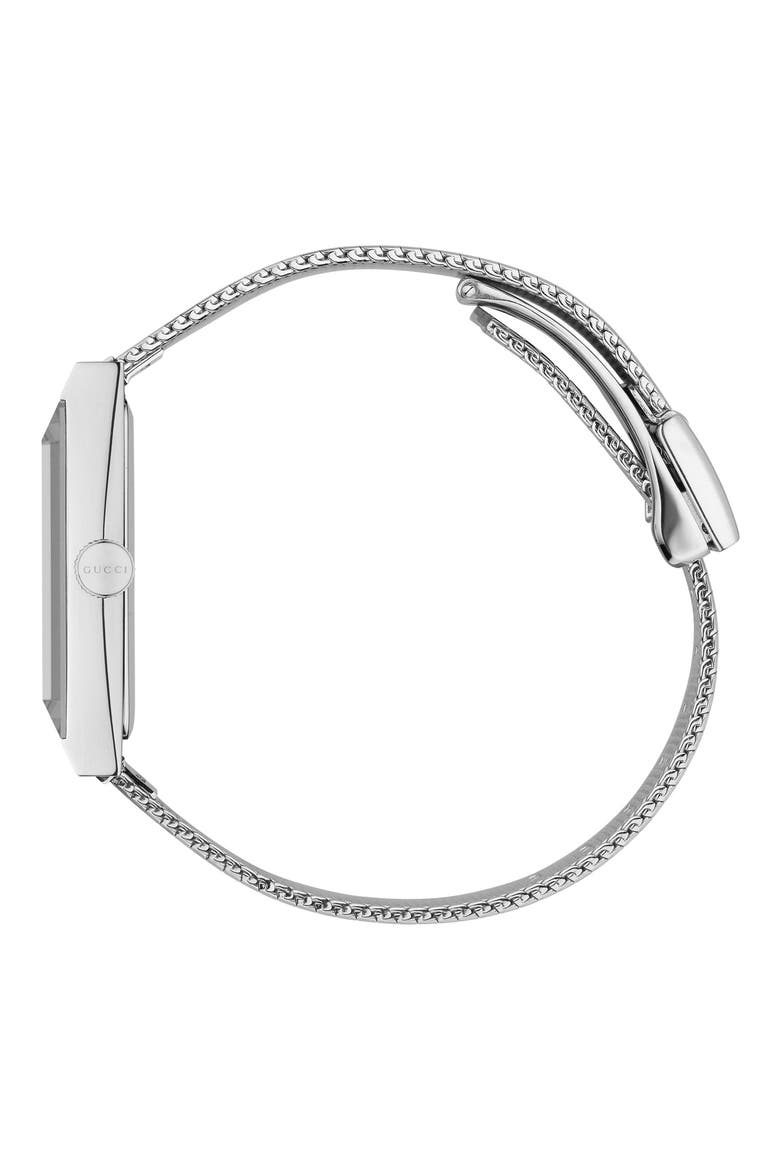 G-Frame Mesh Strap Watch, 21mm x 34mm, Alternate, color, SILVER/GREEN/RED