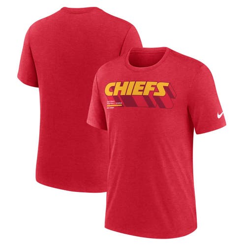 Nike Heather Red Kansas City Chiefs Long Pass Tri-blend T-shirt In Red