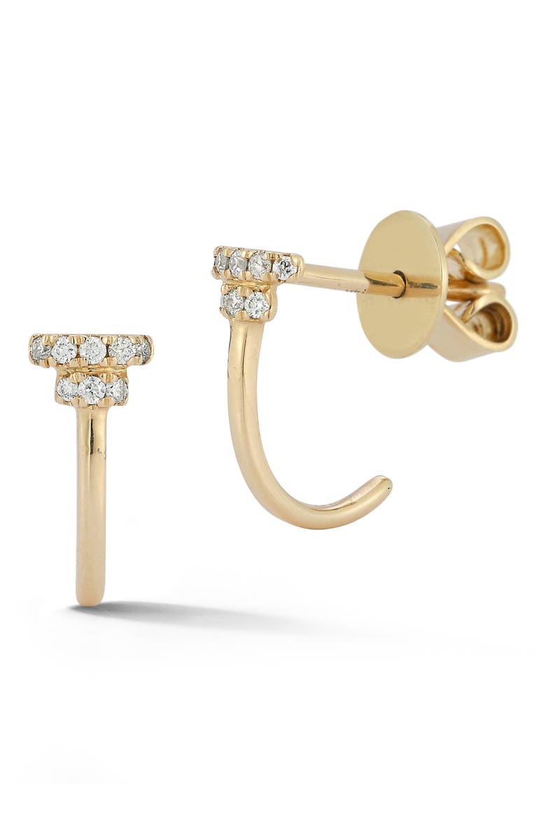Sylvie Rose Diamond Bar Huggie Hoop Earrings, Main, color, YELLOW GOLD