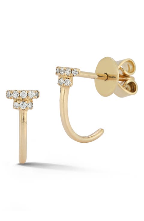 Sylvie Rose Diamond Bar Huggie Hoop Earrings
