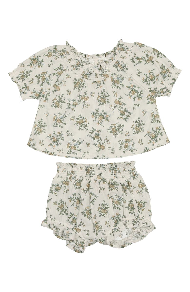 Manière Floral Smocked Short Sleeve Top & Bloomers Set, Main, color, 
