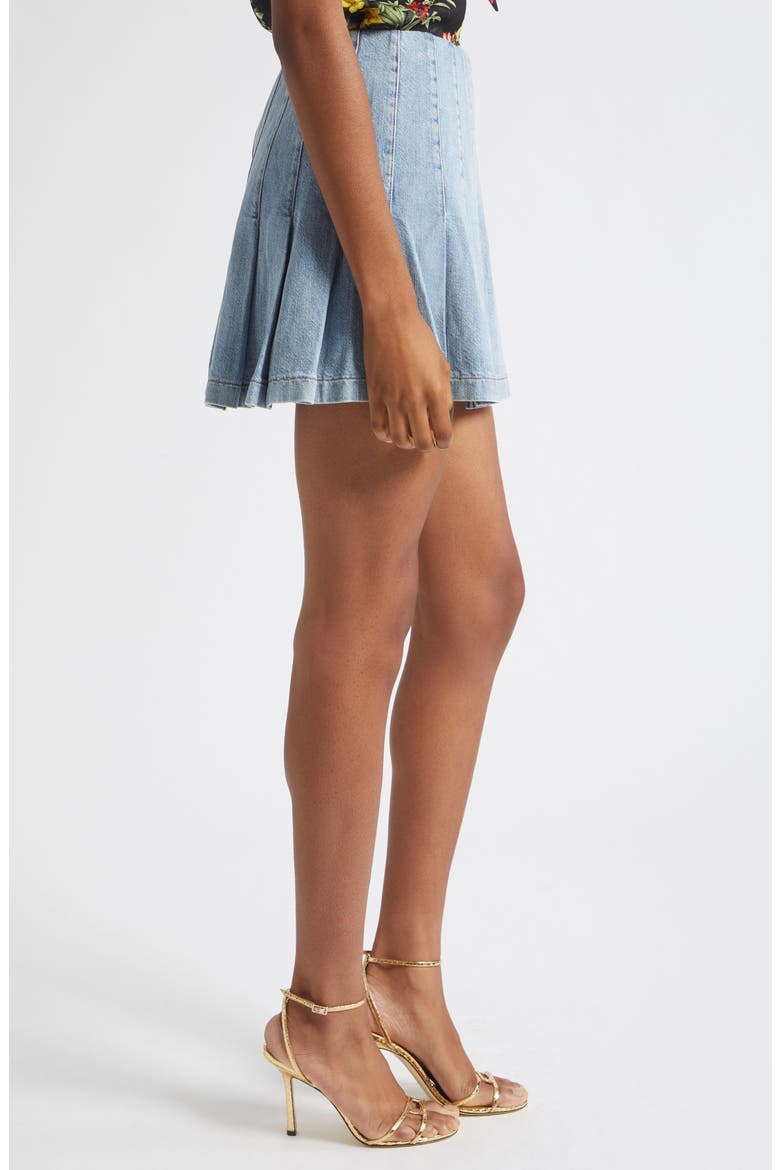 Carter Pleated Denim Miniskirt, Alternate, color, ROCKSTAR BLUE