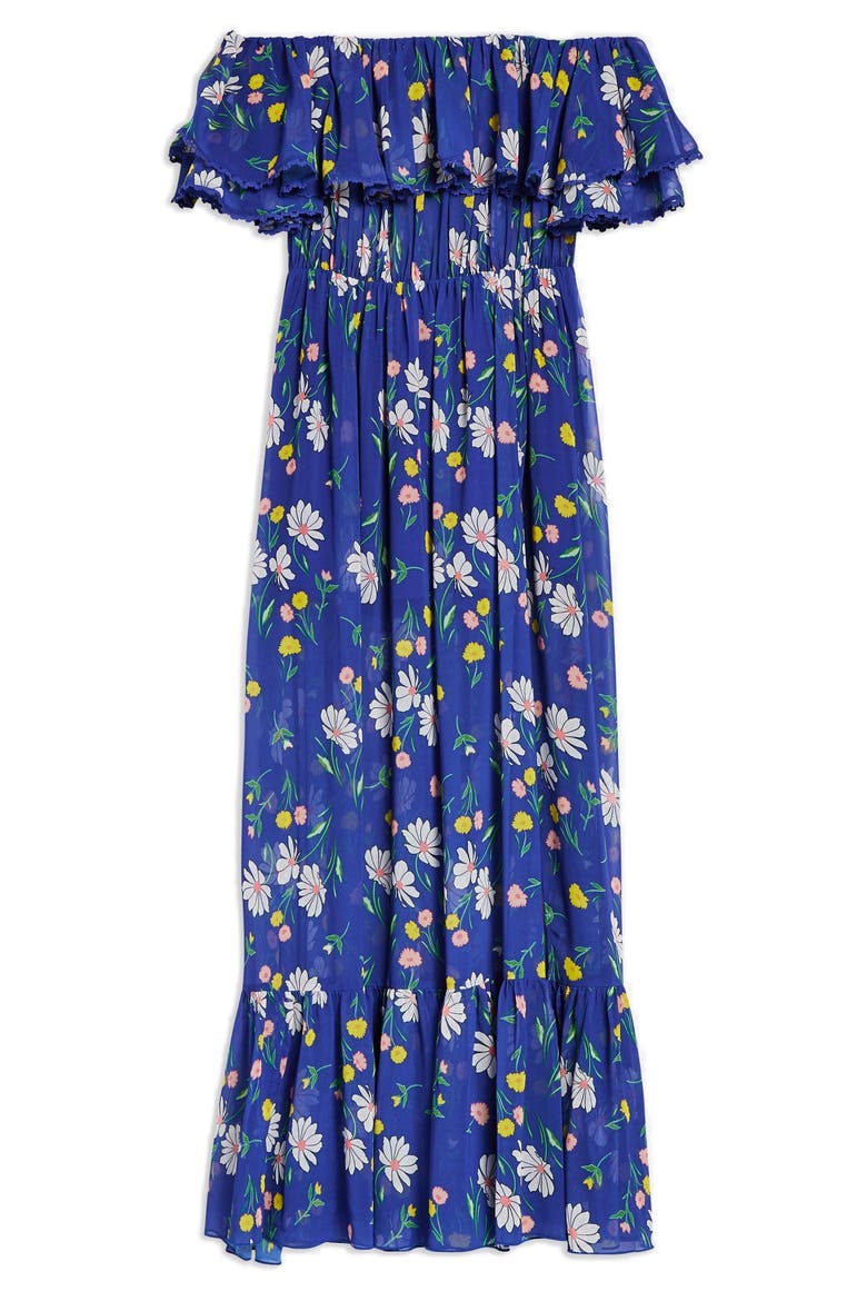 Blair Floral Off the Shoulder Maxi Dress, Alternate, color, BLUE MULTI
