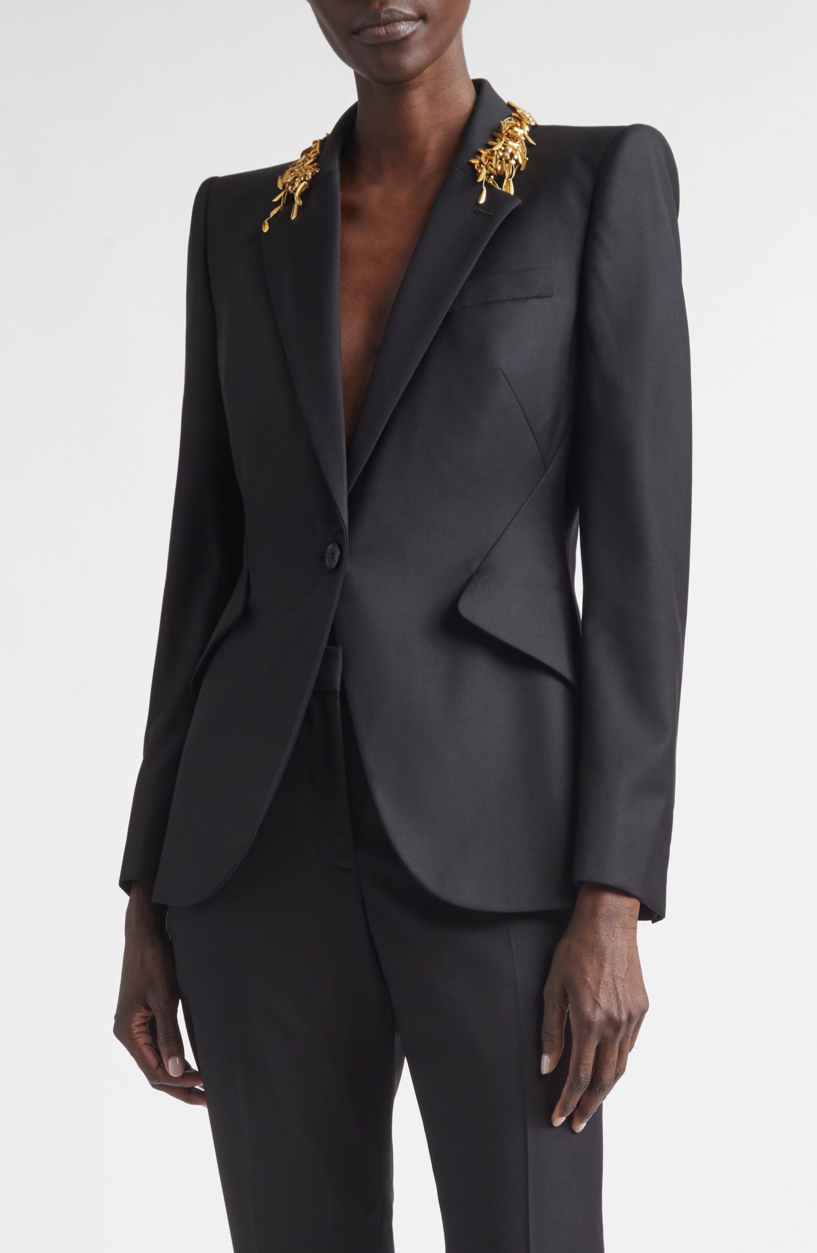 Embellished Collar Wool Jacket