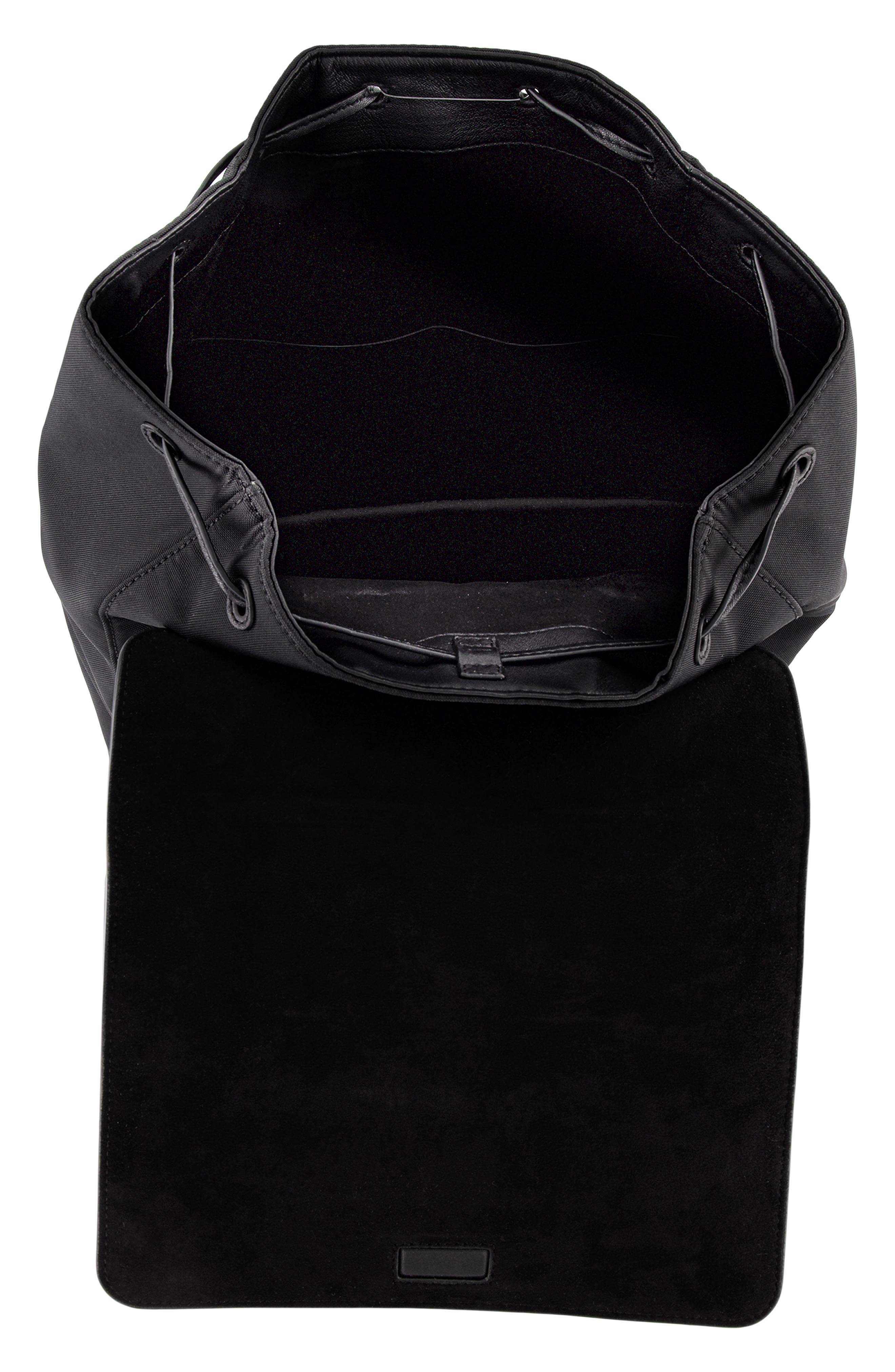 Vince Drayton Leather 
Nylon Flap Backpack, Alternate, color, Black