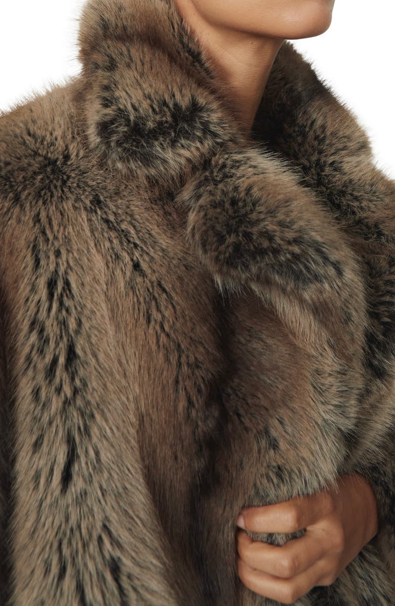 Reiss Laila Faux Fur Coat, Alternate, color, Brown