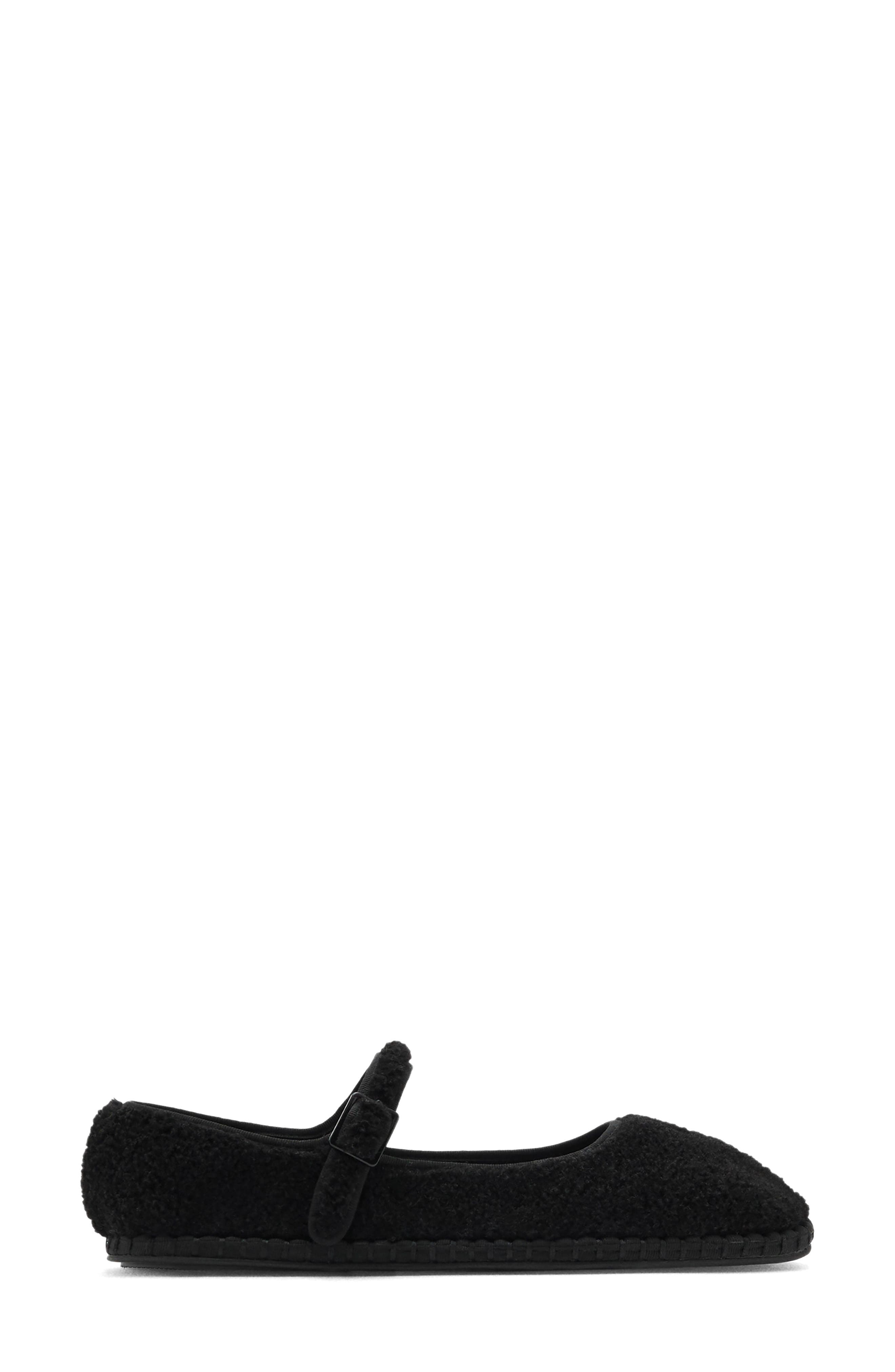 MANGO TEEN Faux Shearling Ballerina Flat, Alternate, color, Black