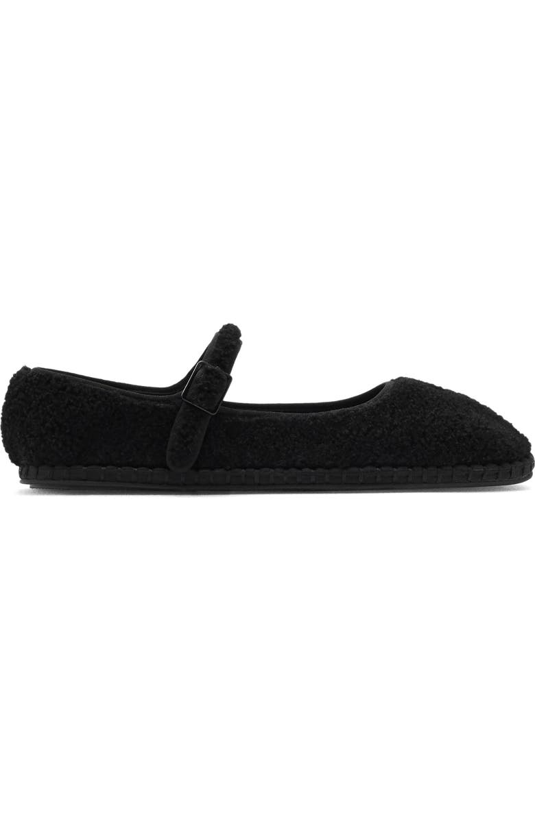 MANGO TEEN Faux Shearling Ballerina Flat, Alternate, color, Black