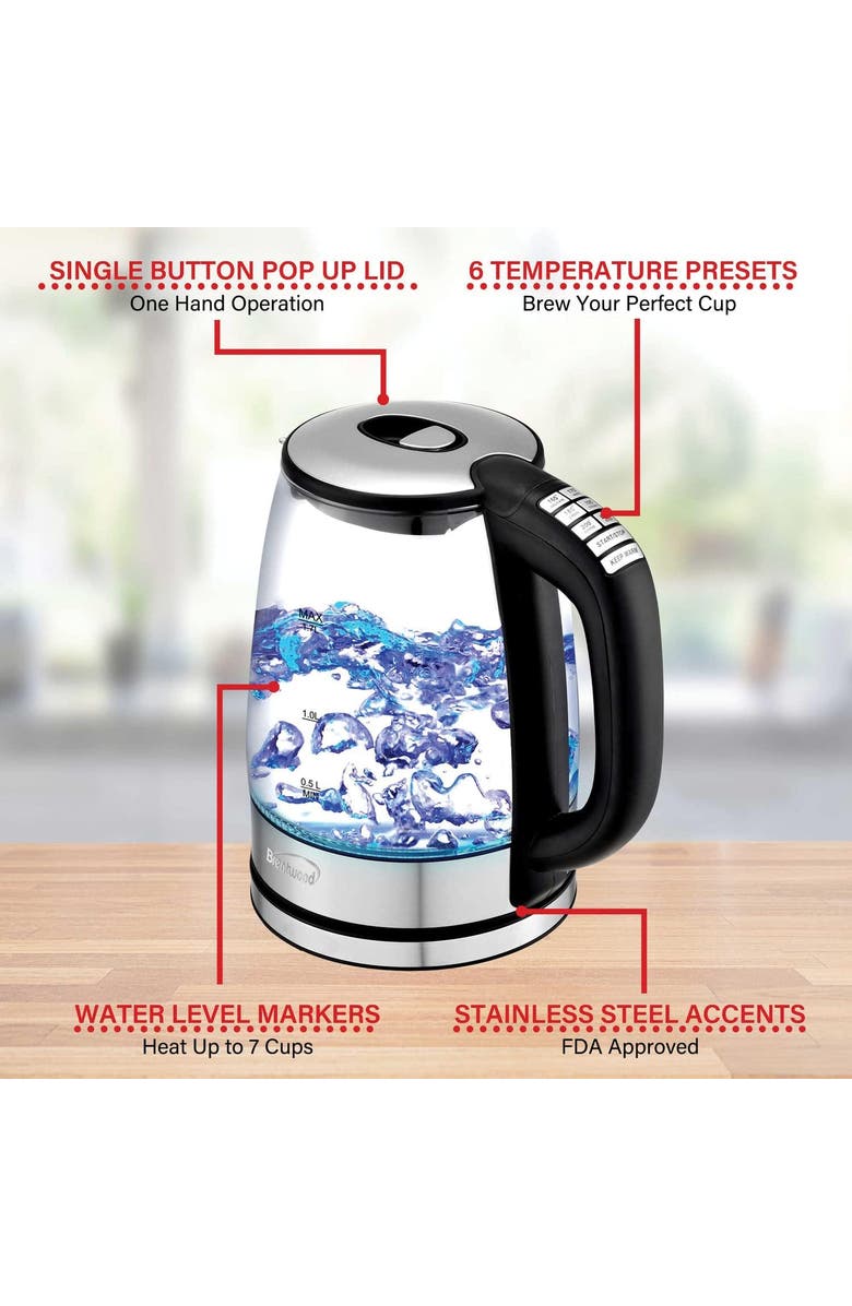 Brentwood Cordless Electric Kettle, Alternate, color, Stainless Steel