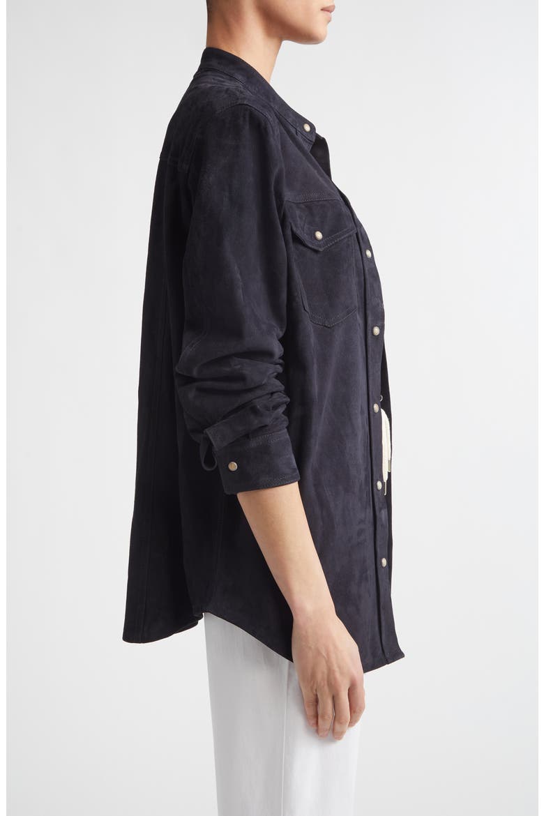 Lambskin Suede Overshirt, Alternate, color, 11 BLUE