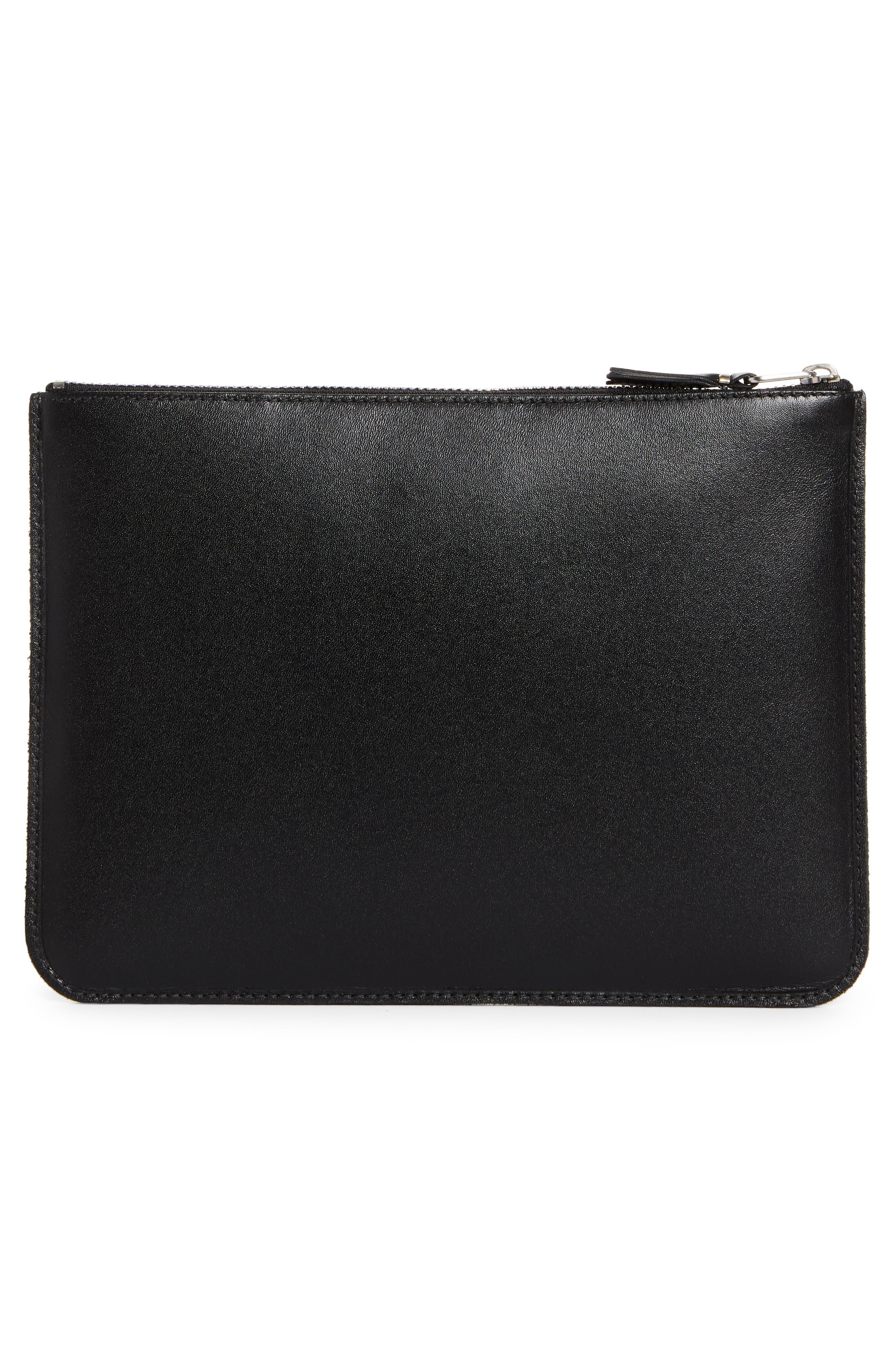 Comme des Garçons Wallets Large Eyelet Leather Zip Pouch, Alternate, color, Black