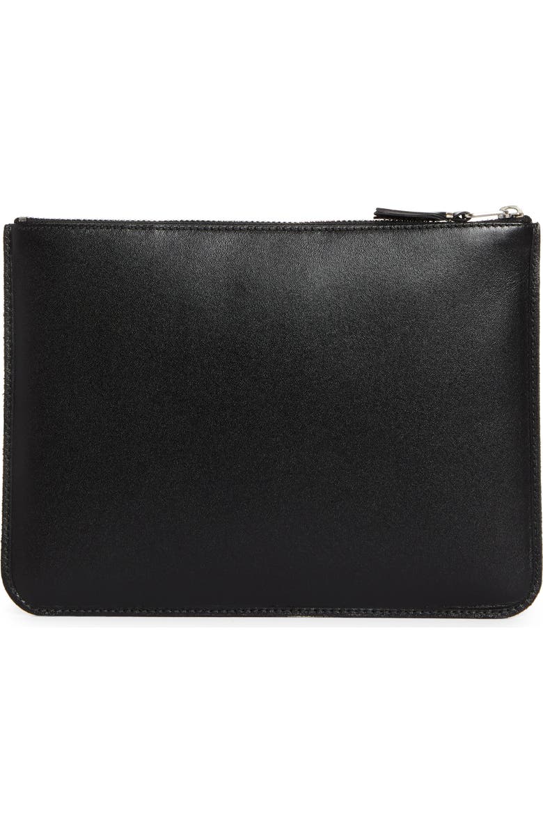 Comme des Garçons Wallets Large Eyelet Leather Zip Pouch, Alternate, color, Black