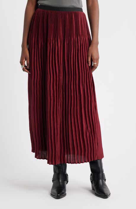 Treasure & Bond Pleated Satin Midi Skirt