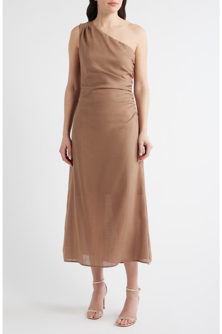 One-Shoulder Dress, Main, color, MOCHA