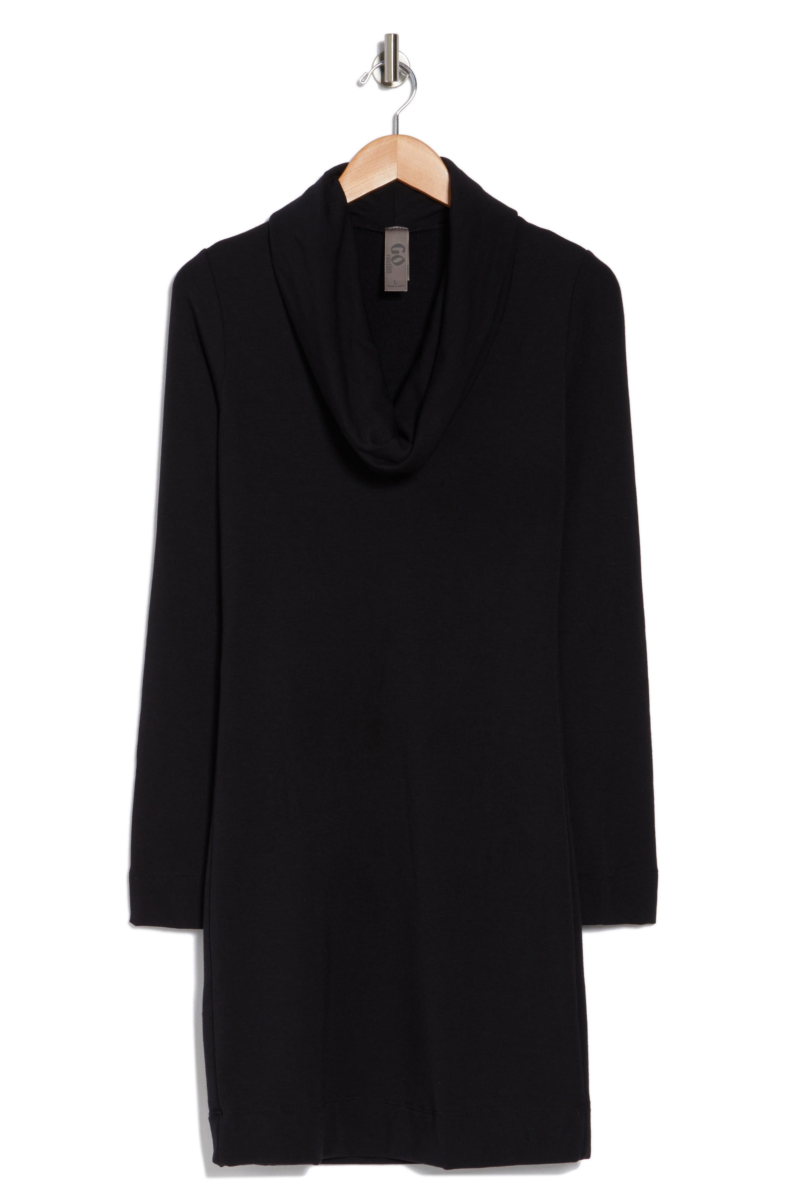 GO COUTURE Cowl Neck Long Sleeve Shift Dress