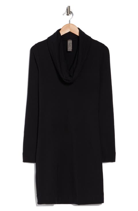 Cowl Neck Long Sleeve Shift Dress