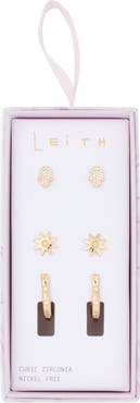 Leith 3-Pack CZ Hamsa Assorted Earrings