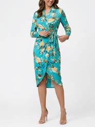 RACHEL Rachel Roy Printed Marlene Wrap Midi Dress