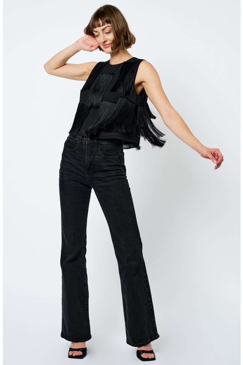 Zinnia Fringe Sleeveless Top, Alternate, color, BLACK