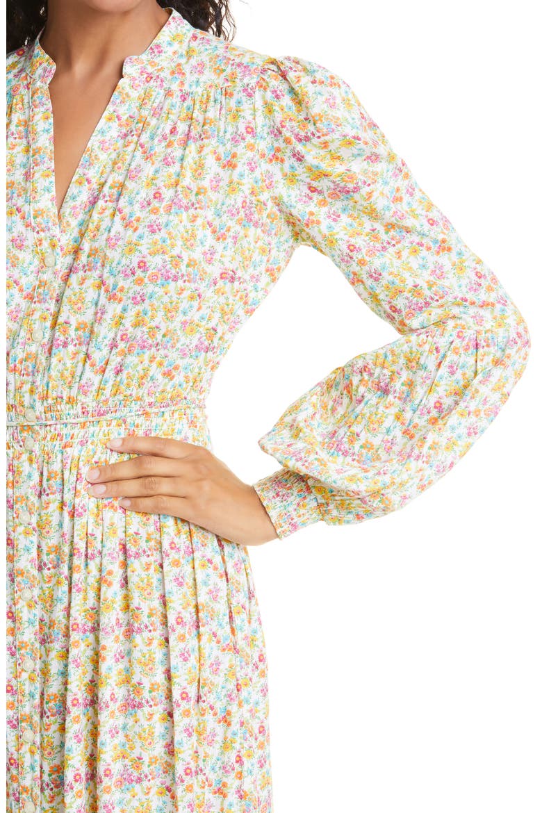 Flower Garden Long Sleeve Cotton Midi Dress, Alternate, color, FLOWER GARDEN