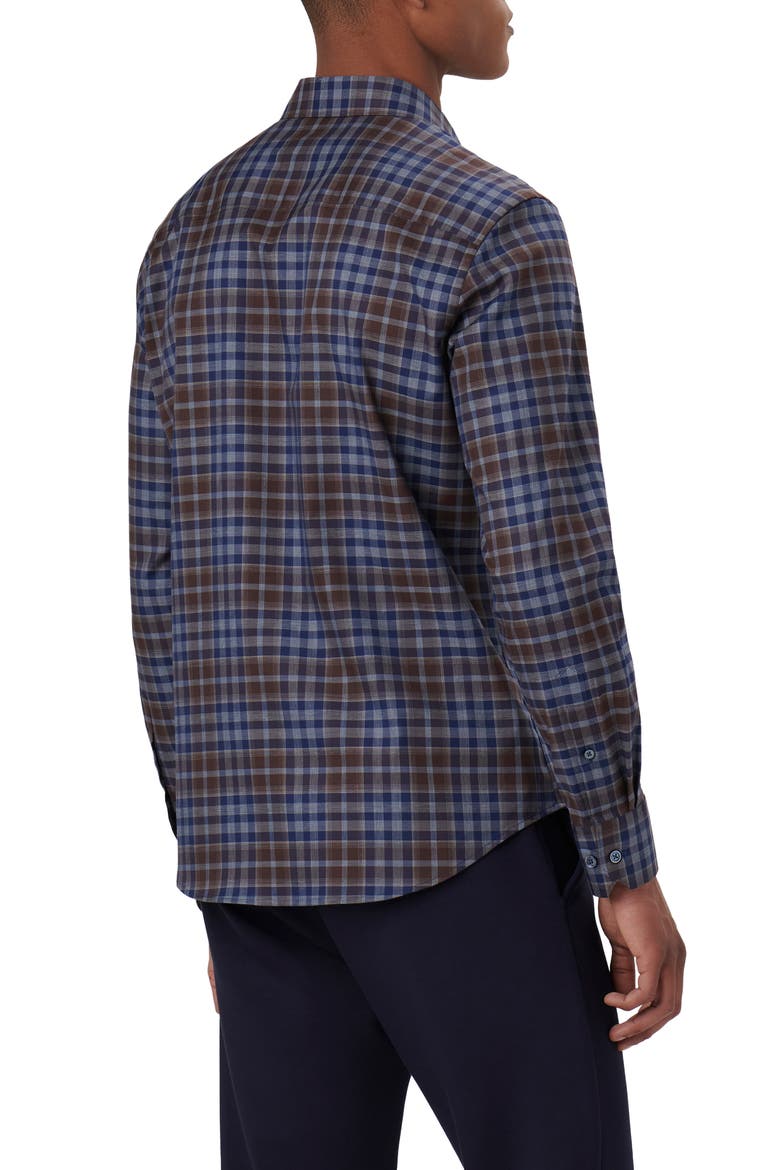 Julian Plaid Print Cotton Button-Up Shirt, Alternate, color, TRUFFLE