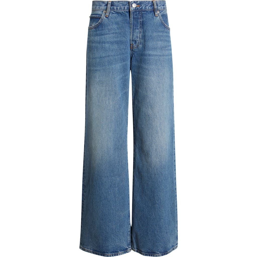 Frame The Pixie Gray Wide Leg Jeans In Blue